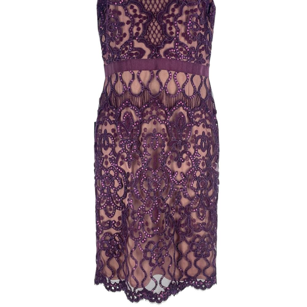 Tadashi Shoji Miranda Sequin Embroider Cocktail Dress Mulberry Size 4 - Picture 6 of 11
